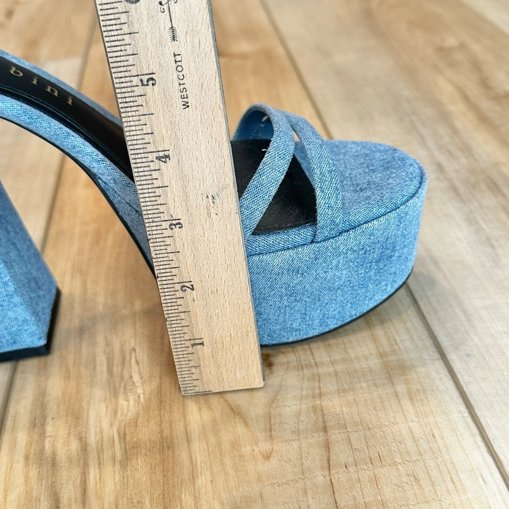 💕CCO💕 NWT Gianni Bini Platform Ankle Strap Open Toe Sandals Heels Blue 8 1/2 - Picture 11 of 16